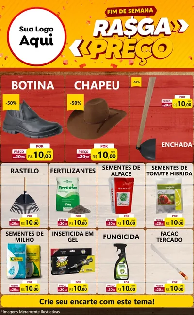 Modelo de Encarte para Encarte Grande com o tema Fim de Semana Rasga Preços para Agropecuária