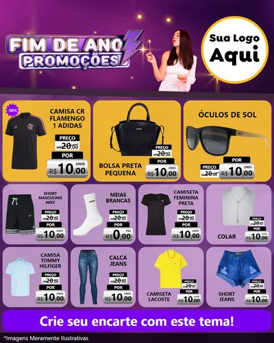 Modelo de Rede Social para Feed Instagram com o tema Fim de Ano Promoções para Roupas e acessórios