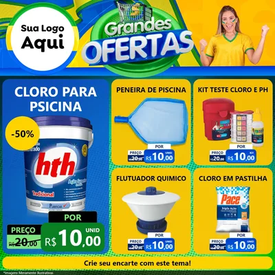 Modelo de Rede Social para Feed Facebook com o tema Grandes Ofertas para Produtos para Piscina