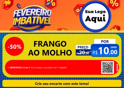 Modelo de Cartaz para Cartaz A4 Horizontal com o tema Fevereiro Imbatível para Restaurante