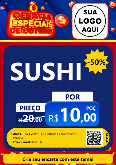 Modelo de Cartaz para Cartaz A4 Vertical com o tema Ofertas Especiais de Outubro para Comida japonesa