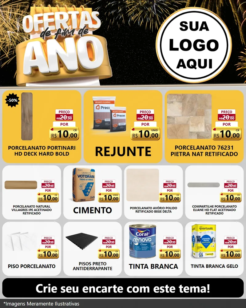 Modelo de Rede Social para Feed Instagram com o tema Ofertas de Fim de Ano para Pisos e revestimentos