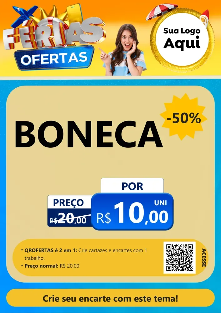 Modelo de Cartaz para Cartaz A4 Vertical com o tema Ofertas - Férias para Brinquedos