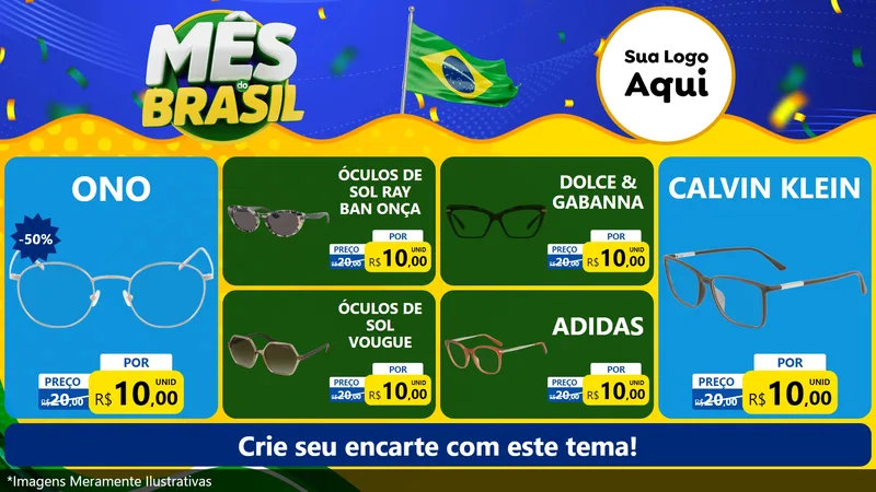 Modelo de TV para TV Horizontal com o tema Mês do Brasil para Óticas