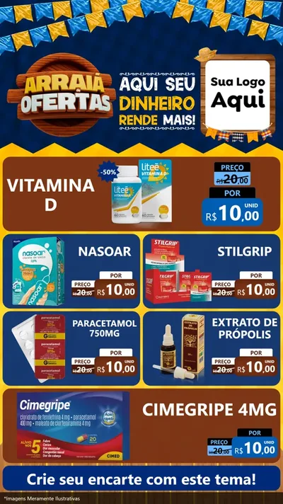 Modelo de TV para TV Vertical com o tema Arraiá de Ofertas - Junina para Farmácia