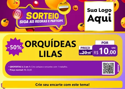 Modelo de Cartaz para Cartaz A4 Horizontal com o tema Sorteio para Floricultura e jardim
