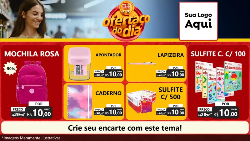 Modelo de TV para TV Horizontal com o tema Ofertaço Do Dia para Papelaria