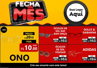 Modelo de Encarte para Encarte A4 Horizontal com o tema Fecha Mês para Óticas