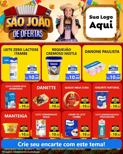 Modelo de Rede Social para Feed Instagram com o tema São João de Ofertas para Frios e Laticínios