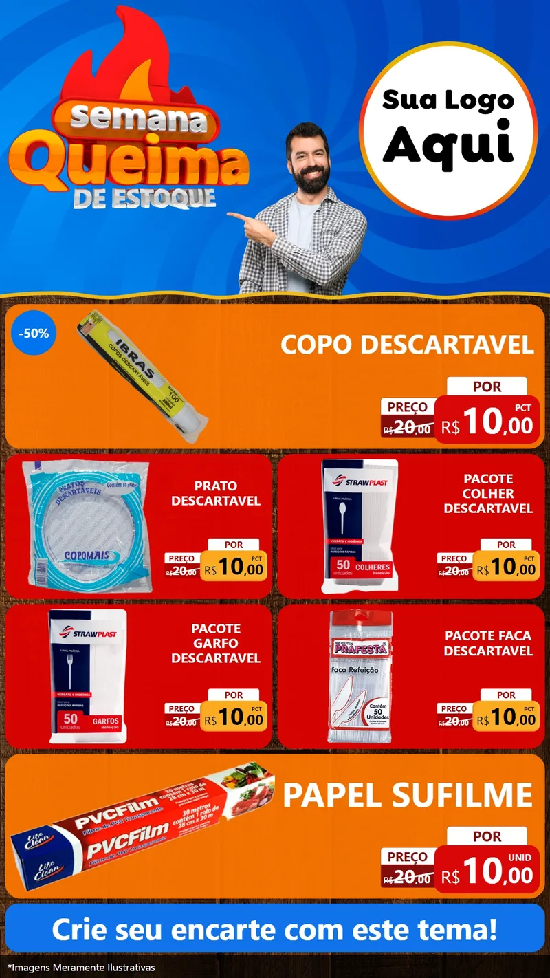 Modelo de TV para TV Vertical com o tema Semana Queima de Estoque para Embalagens