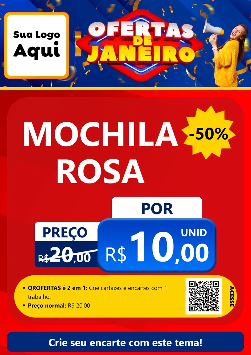 Modelo de Cartaz para Cartaz A4 Vertical com o tema Ofertas de Janeiro para Papelaria