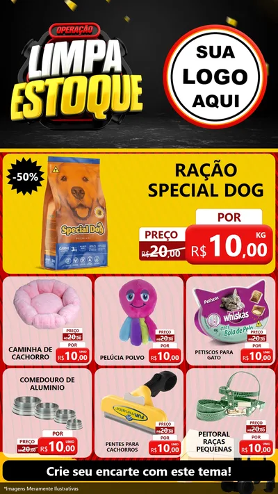 Modelo de Rede Social para Stories com o tema Operação Limpa Estoque para Pet Shop