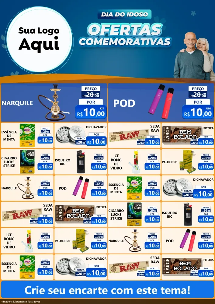 Modelo de Encarte para Encarte A4 Vertical com o tema Dia do Idoso para Tabacaria