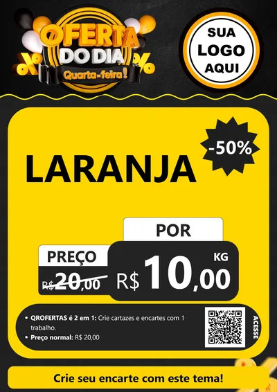 Modelo de Cartaz para Cartaz A4 Vertical com o tema Oferta do Dia - Quarta Feira! para Hortifrúti