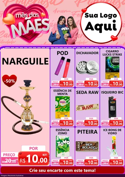 Modelo de Encarte para Encarte A4 Vertical com o tema Mês Das Mães para Tabacaria
