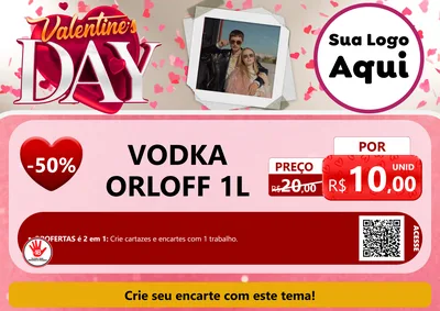Modelo de Cartaz para Cartaz A4 Horizontal com o tema Valentine's Day para Distribuidora de bebidas
