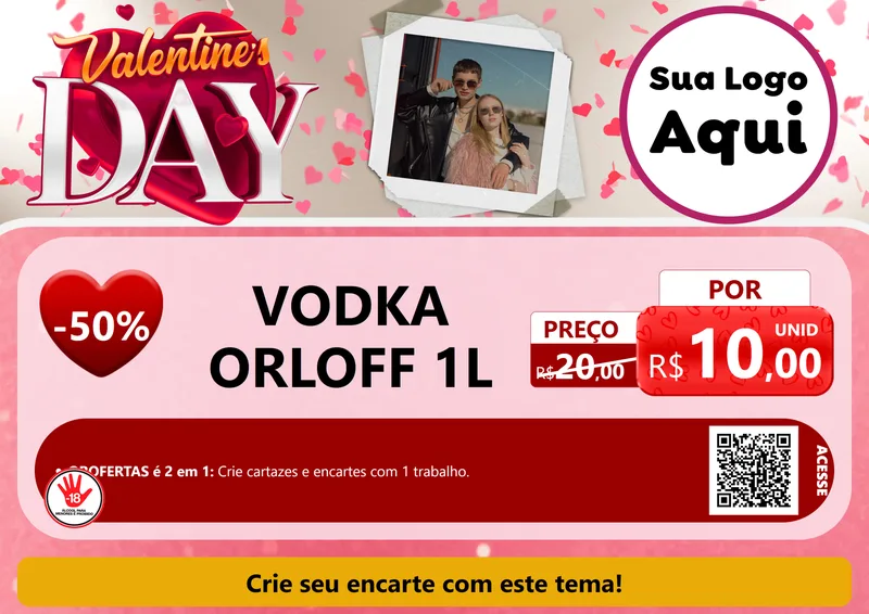 Modelo de Cartaz para Cartaz A4 Horizontal com o tema Valentine's Day para Distribuidora de bebidas