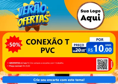 Modelo de Cartaz para Cartaz A4 Horizontal com o tema Verão de Ofertas para Tubos e conexões