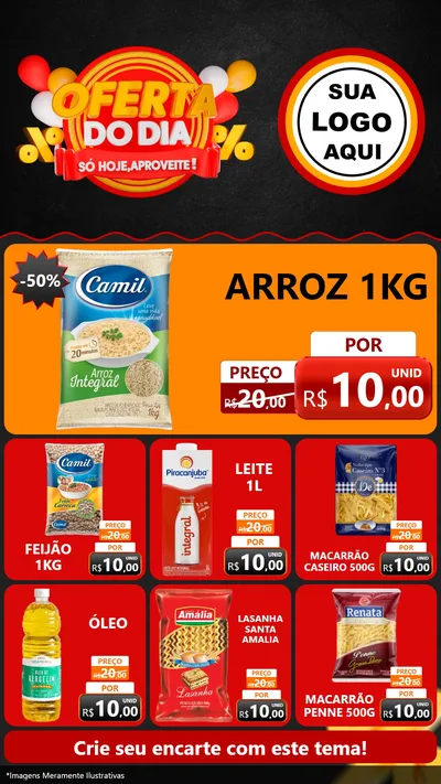 Modelo de Rede Social para Stories com o tema Oferta do Dia - Só hoje, Aproveite! para Supermercado