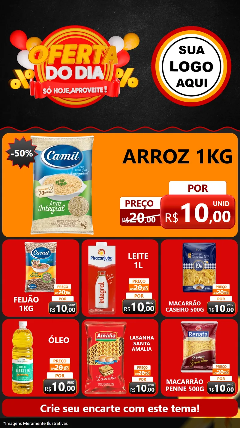 Modelo de Rede Social para Stories com o tema Oferta do Dia - Só hoje, Aproveite! para Supermercado