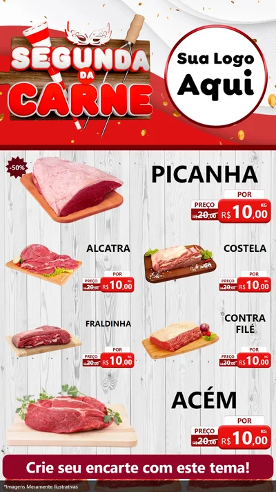 Modelo de TV para TV Vertical com o tema Segunda da Carne - Carnaval para Açougue
