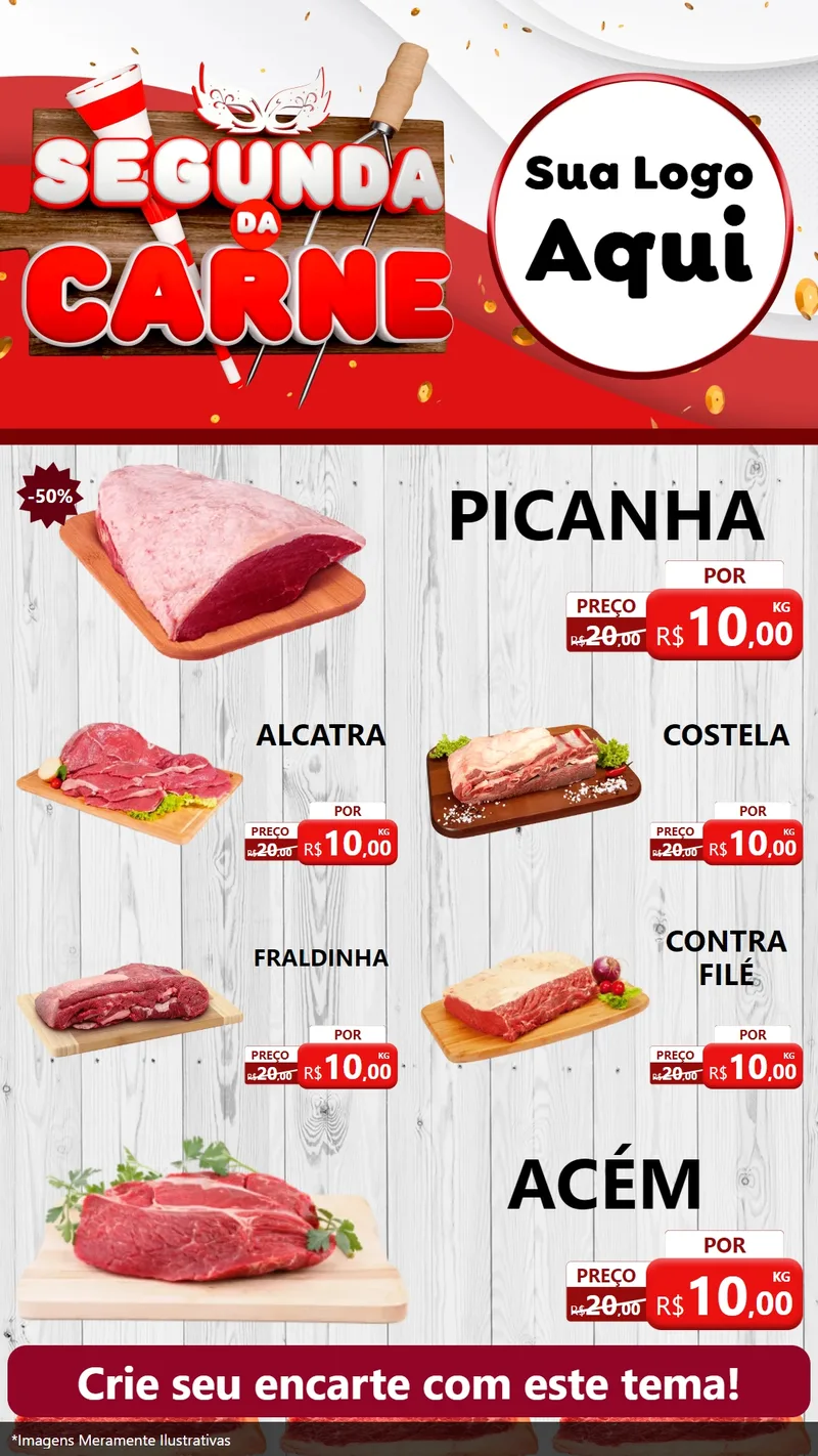 Modelo de TV para TV Vertical com o tema Segunda da Carne - Carnaval para Açougue