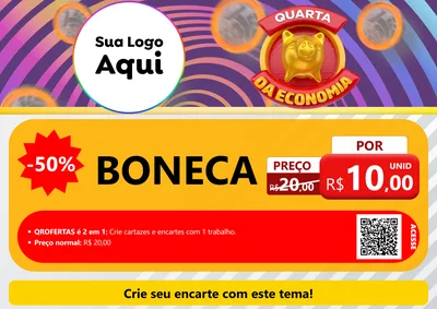 Modelo de Cartaz para Cartaz A4 Horizontal com o tema Quarta da Economia para Brinquedos
