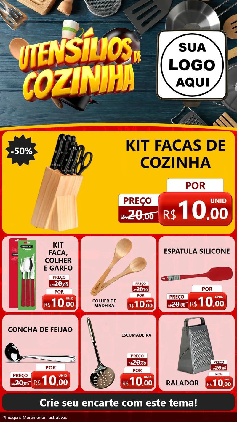 Modelo de Rede Social para Stories com o tema Utensílios de Cozinha para Utilidades Domésticas