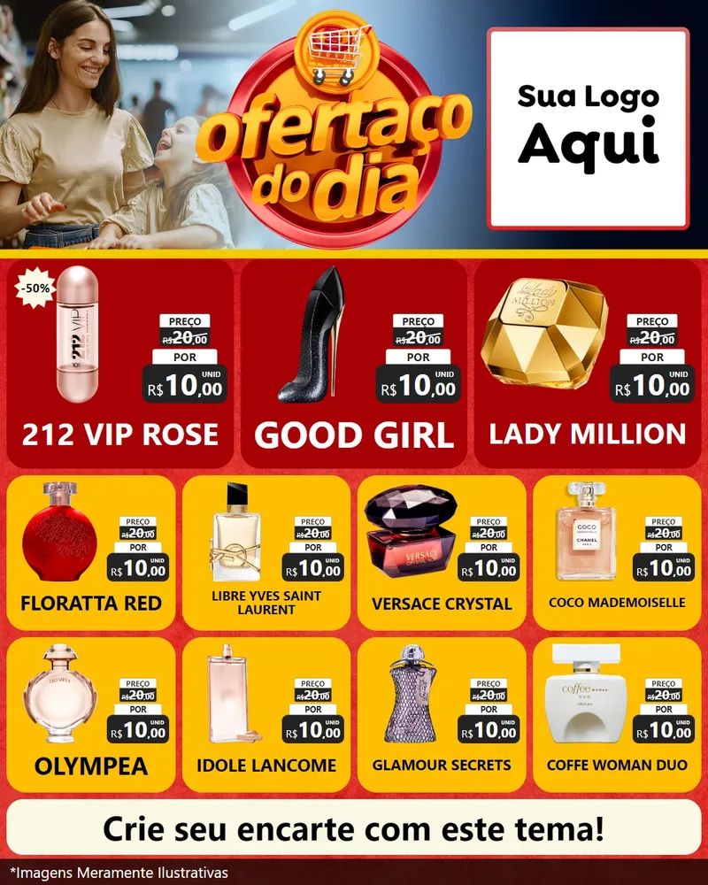 Modelo de Rede Social para Feed Instagram com o tema Ofertaço Do Dia para Perfumes