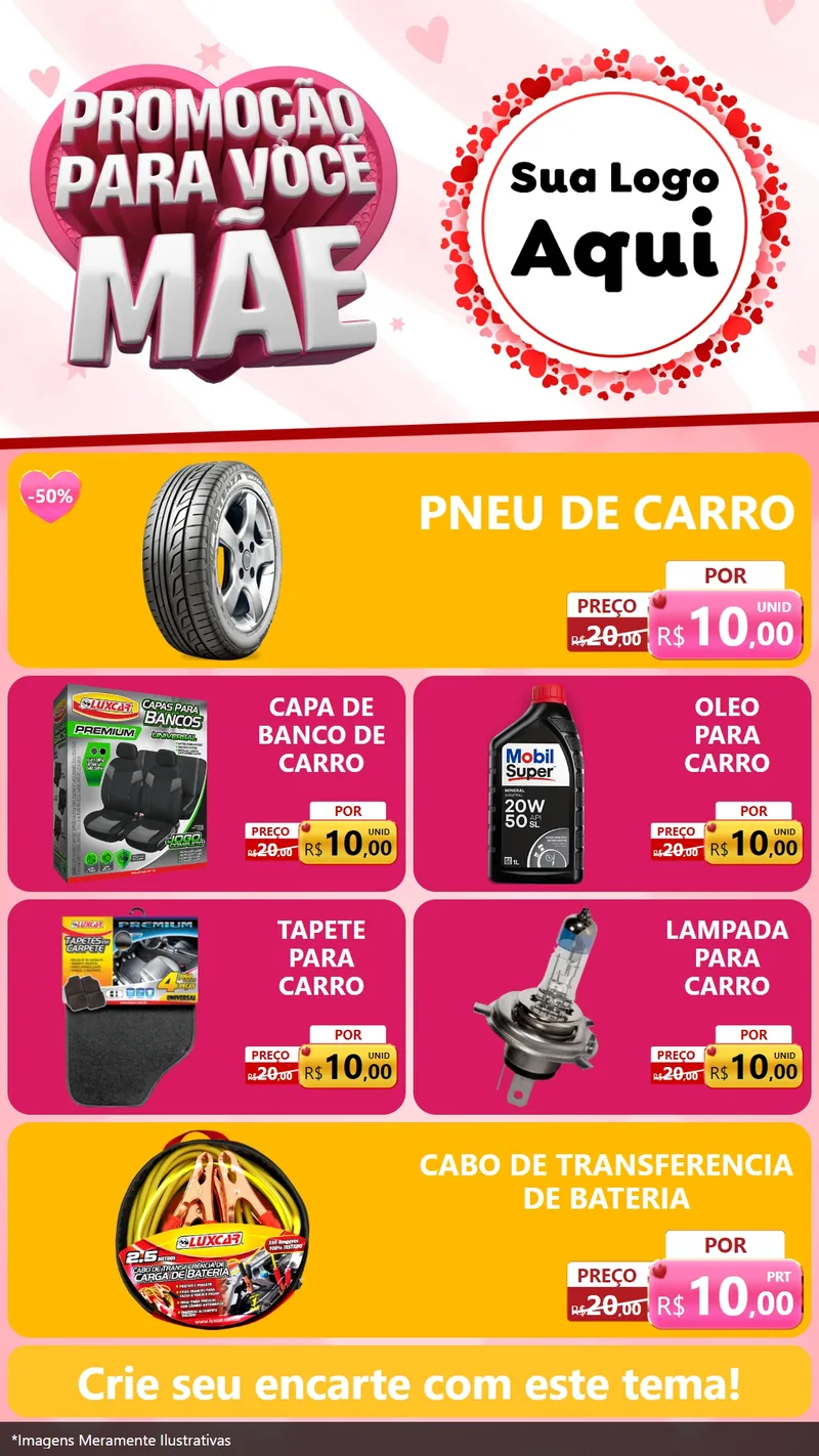 Modelo de TV para TV Vertical com o tema Promoção Para Você Mãe para Auto peças