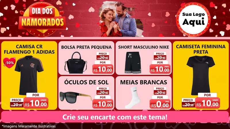 Modelo de TV para TV Horizontal com o tema Dia Dos Namorados para Roupas e acessórios
