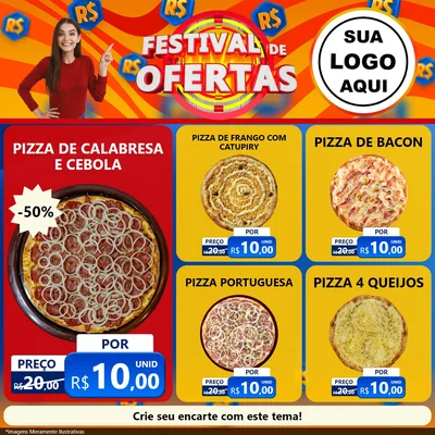 Modelo de Rede Social para Feed Facebook com o tema Festival de Ofertas para Pizzaria