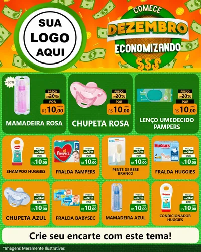 Modelo de Rede Social para Feed Instagram com o tema Comece Dezembro Economizando para Bebês