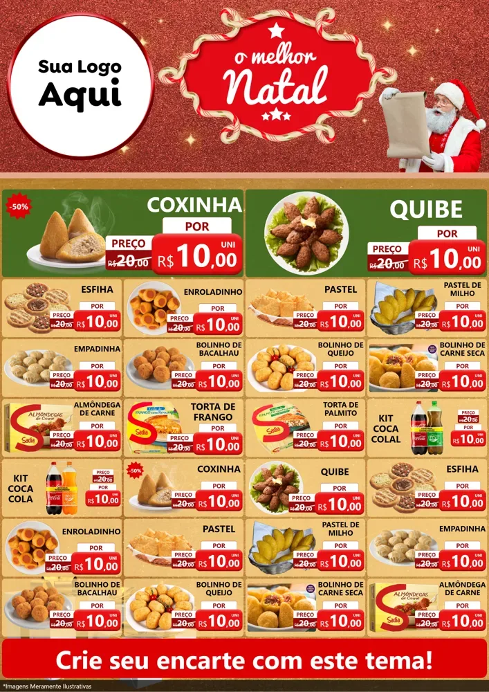 Modelo de Encarte para Encarte A4 Vertical com o tema O Melhor Natal para Salgadaria