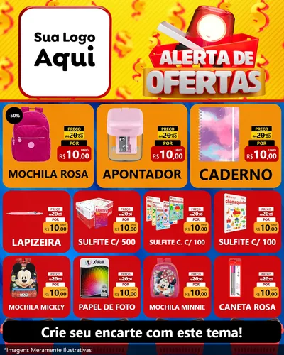 Modelo de Rede Social para Feed Instagram com o tema Alerta de Ofertas para Papelaria