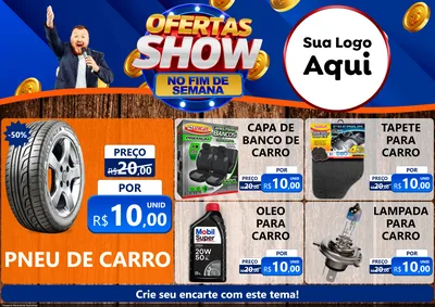 Modelo de Encarte para Encarte A4 Horizontal com o tema Ofertas Show No Fim De Semana para Auto peças