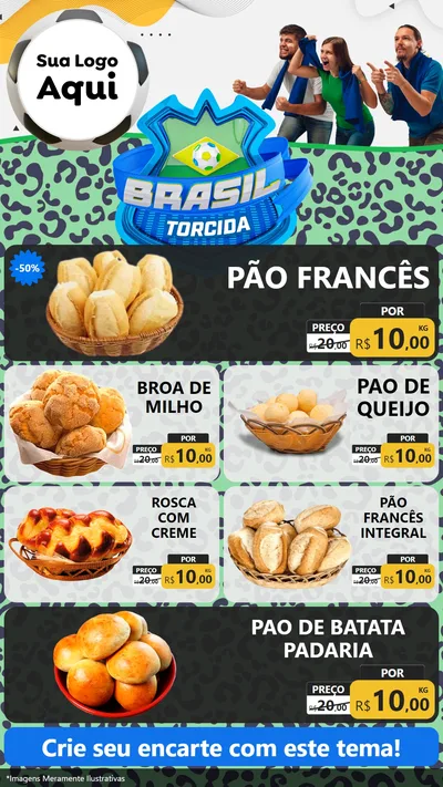 Modelo de TV para TV Vertical com o tema Brasil Torcida - Copa para Padaria
