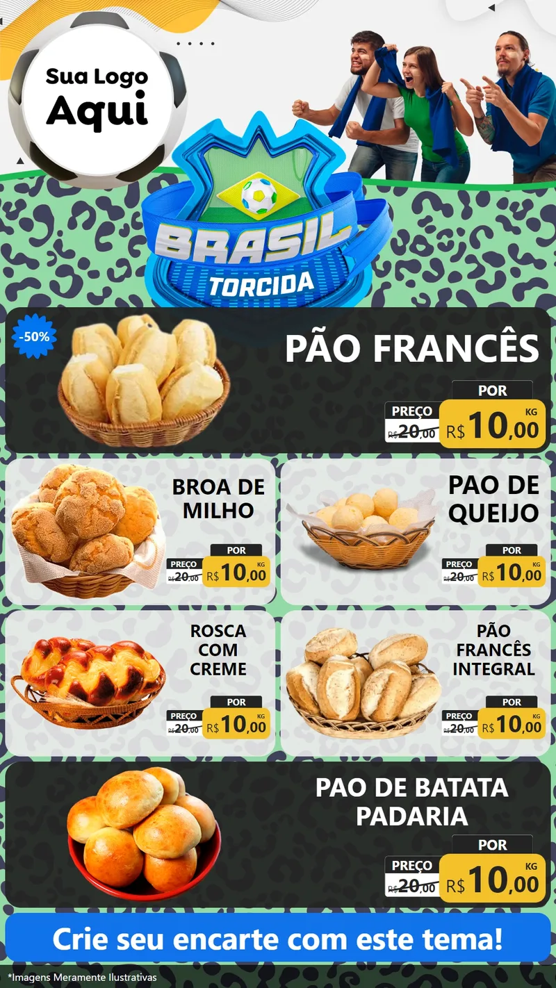 Modelo de TV para TV Vertical com o tema Brasil Torcida - Copa para Padaria