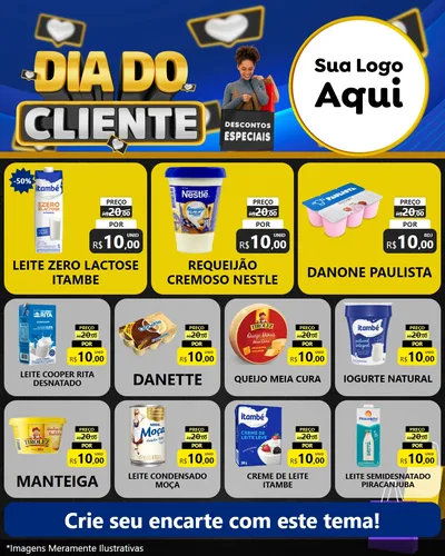 Modelo de Rede Social para Feed Instagram com o tema Dia Do Cliente para Frios e Laticínios