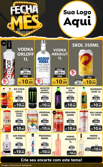 Modelo de Encarte para Encarte Grande com o tema Fecha Mês para Distribuidora de bebidas