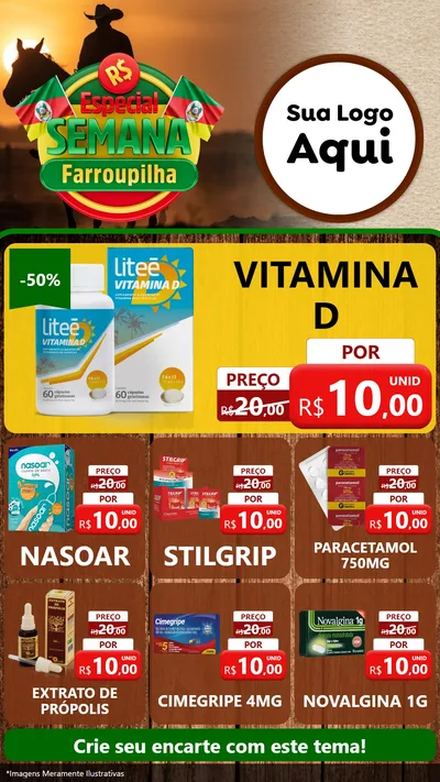 Modelo de Rede Social para Stories com o tema Especial Semana Farroupilha para Farmácia