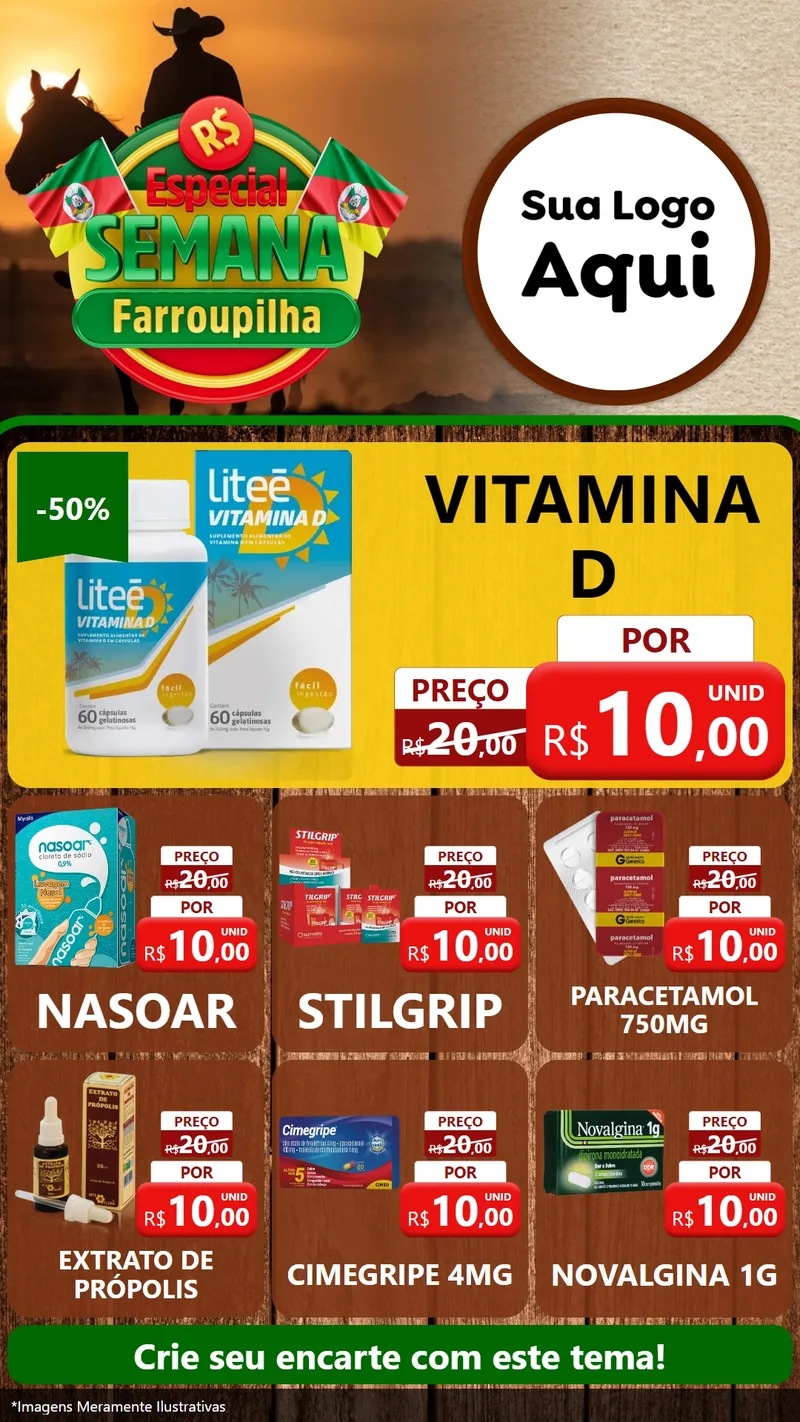 Modelo de Rede Social para Stories com o tema Especial Semana Farroupilha para Farmácia