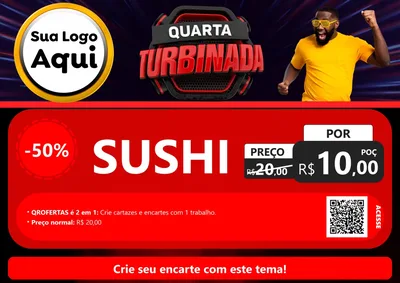 Modelo de Cartaz para Cartaz A4 Horizontal com o tema Quarta Turbinada para Comida japonesa