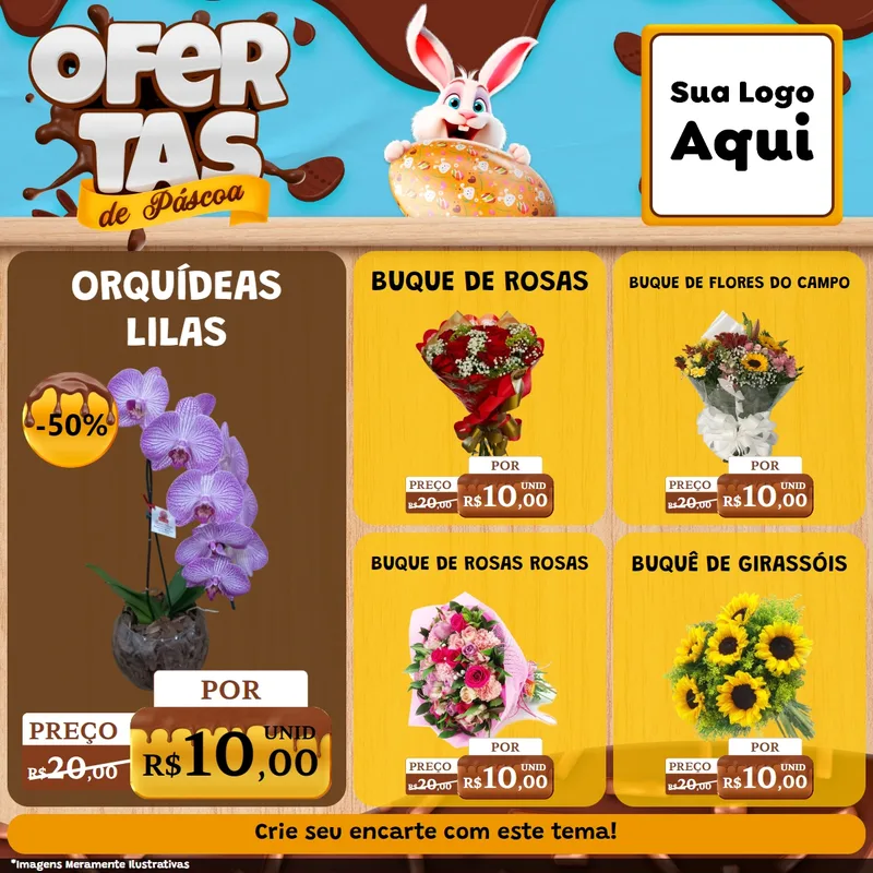 Modelo de Rede Social para Feed Facebook com o tema Ofertas de Páscoa para Floricultura e jardim