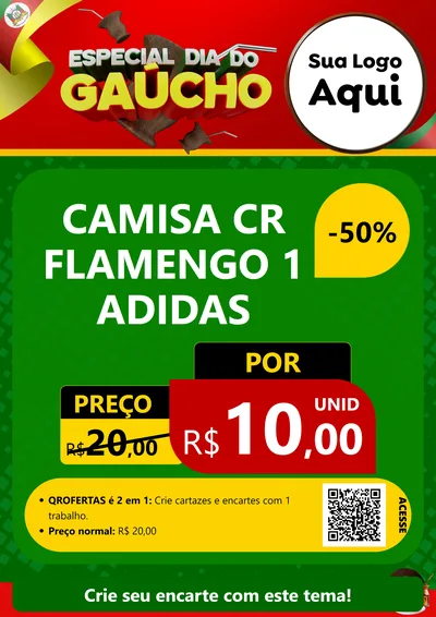 Modelo de Cartaz para Cartaz A4 Vertical com o tema Especial Dia do Gaúcho para Roupas e acessórios