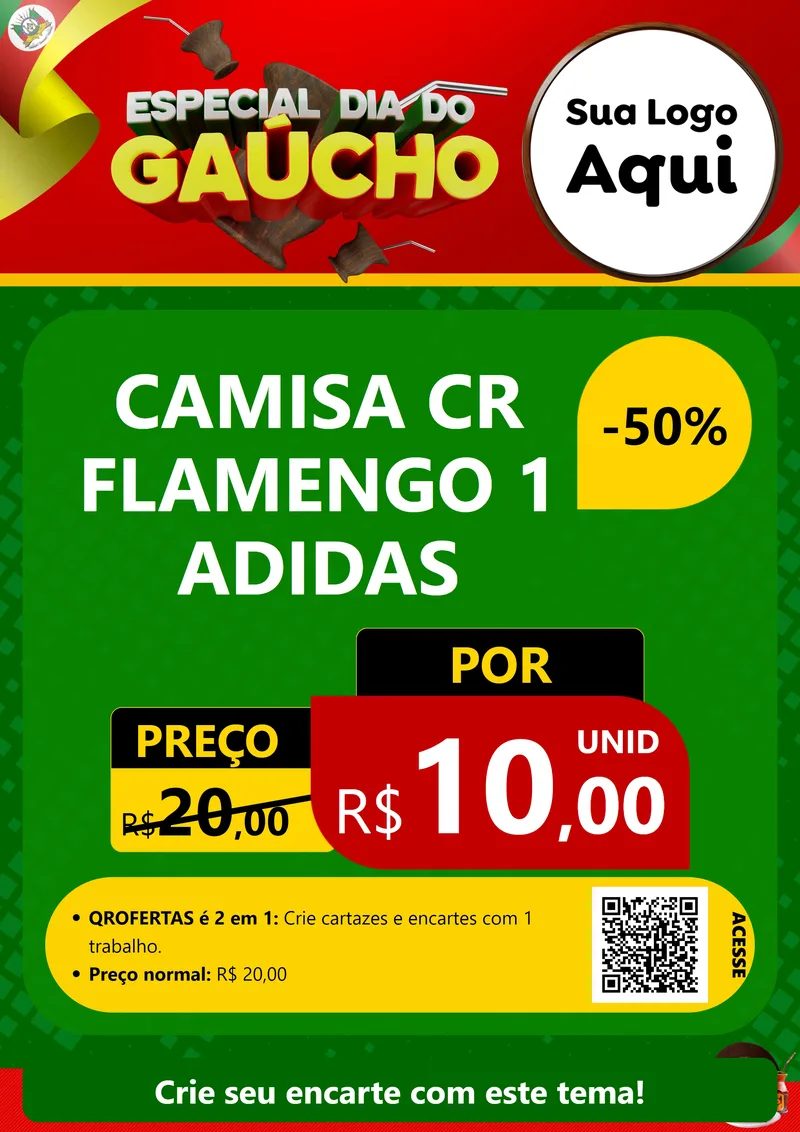 Modelo de Cartaz para Cartaz A4 Vertical com o tema Especial Dia do Gaúcho para Roupas e acessórios