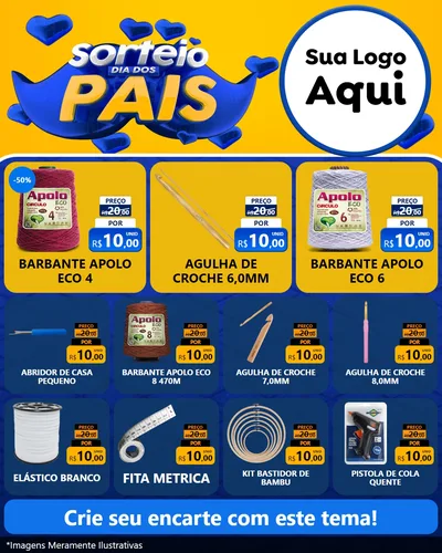 Modelo de Rede Social para Feed Instagram com o tema Sorteio Dia dos Pais para Armarinho e Aviamentos