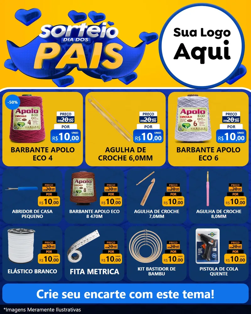 Modelo de Rede Social para Feed Instagram com o tema Sorteio Dia dos Pais para Armarinho e Aviamentos