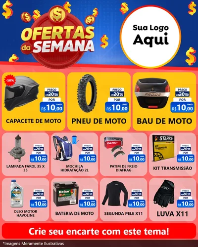 Modelo de Rede Social para Feed Instagram com o tema Ofertas Da Semana para Moto peças
