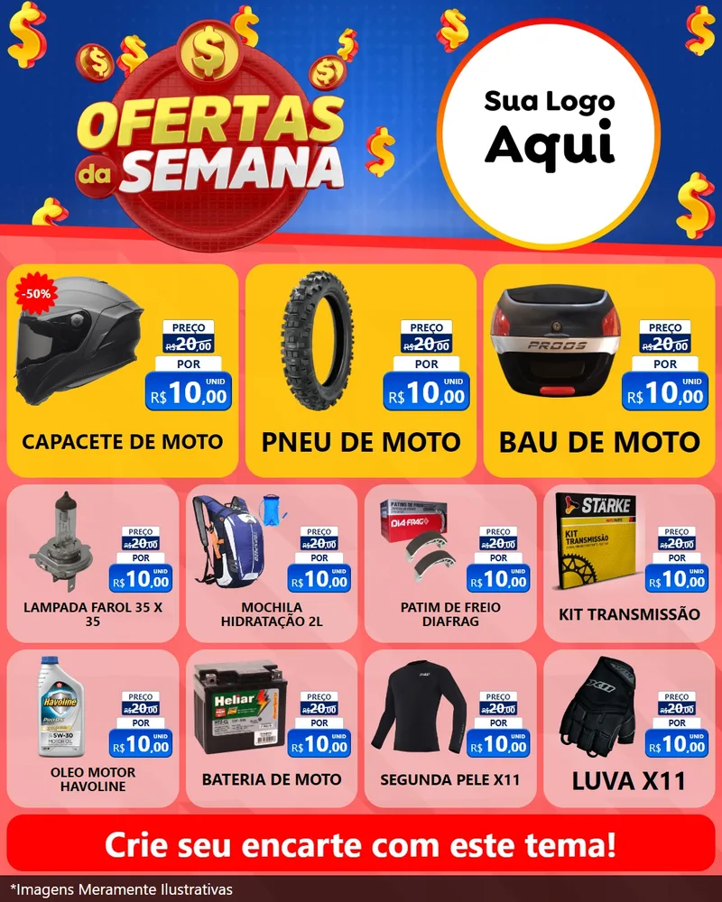Modelo de Rede Social para Feed Instagram com o tema Ofertas Da Semana para Moto peças
